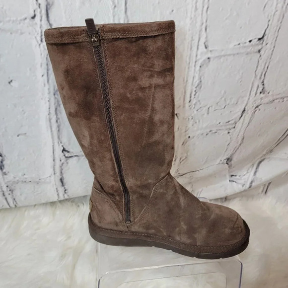 UGG Australia Roslyn Womens Brown Suede Zip Side Tall Shearling Winter Boots 7 - Picture 2 of 15
